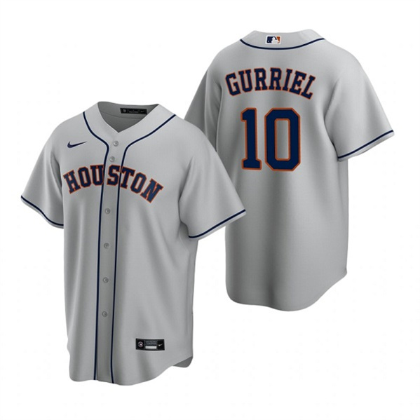 Men's Houston Astros #10 Yuli Gurriel Gray Cool Base Stitched Jersey